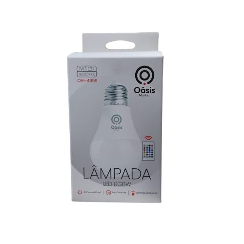 Lâmpada LED RGBW 7W E27 16 cores com controle