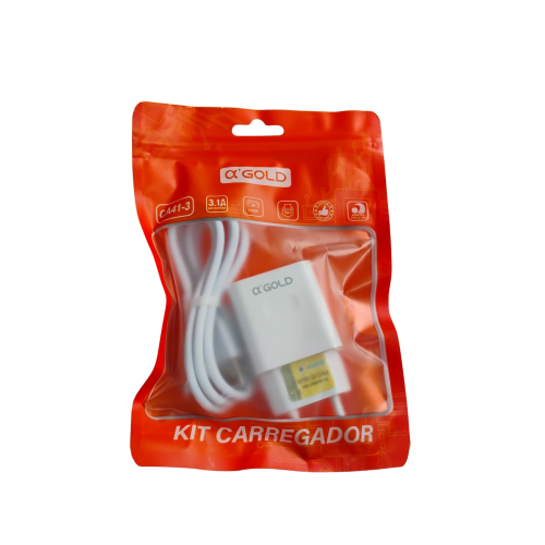 Kit Carregador alpha'Gold CA41-3 | Carregador Turbo Tipo C 3.1A 15W com Cabo Incluso | Universal