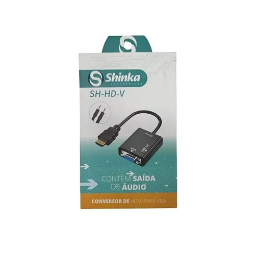Cabo Conversor HDMI Macho para VGA Fêmea com Saída de Áudio SH-HD-V Shinka Box
