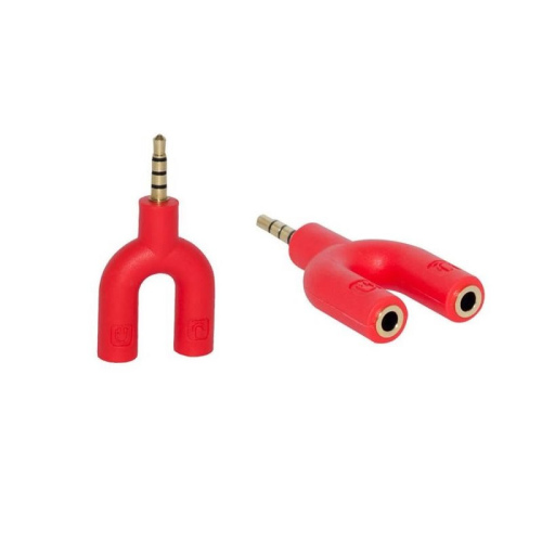 Adaptador de Áudio P2 Macho para P3 + P2 Fêmea Vermelho Lotus Box