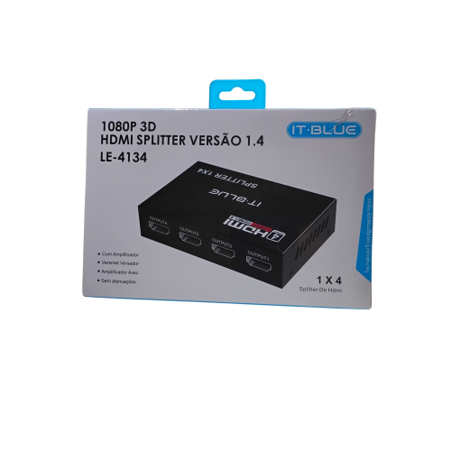 Splitter HDMI 1x4 It-Blue LE-4134 | Versão 1.4 | 1080p Full HD | 3D | Plug & Play
